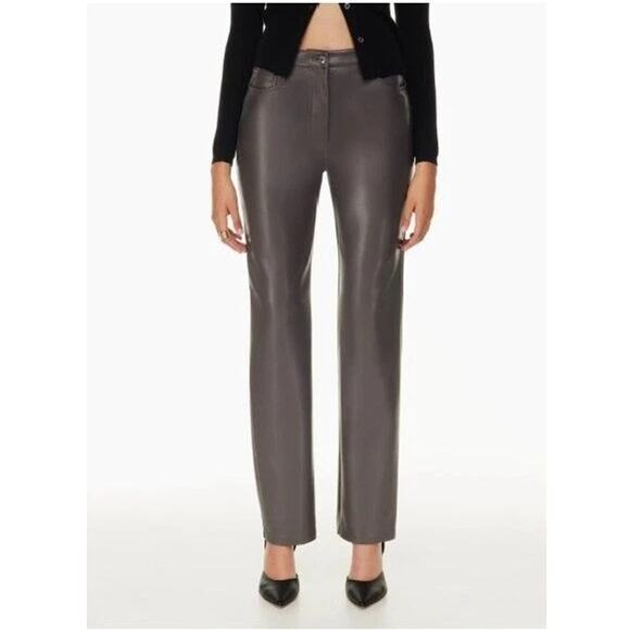 Aritzia Wilfred The Melina Pant Vegan Leather High Waisted in Gray Size 2 - Picture 1 of 7